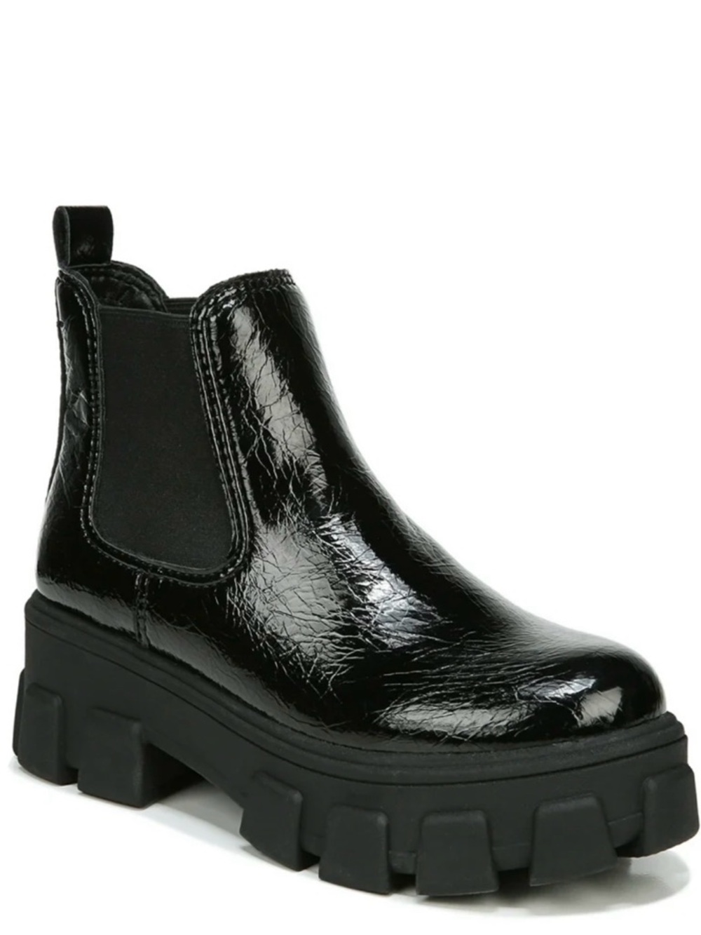 Sam Edelman Lug Sole Boots CIRCUS NY Women's Black Patent Leather Darielle Boots